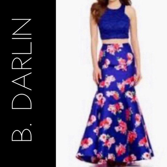 2 piece trumpet prom dress